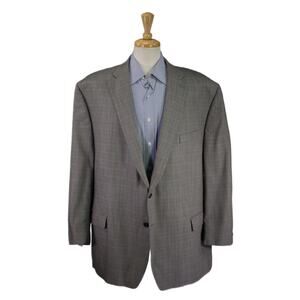Ralph Lauren Men's Gray Black Knit Woven Wool Silk 2Btn Sportcoat Blazer Big 54R